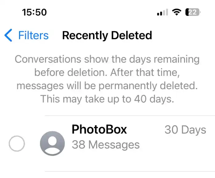 بازگردانی پیامک حذف شده در آیفون از Recently Deleted