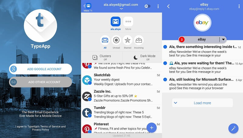 برنامه مدیریت ایمیل Email TypeApp برای اندروید