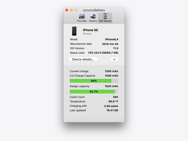 اپلیکیشن CoconutBattery 