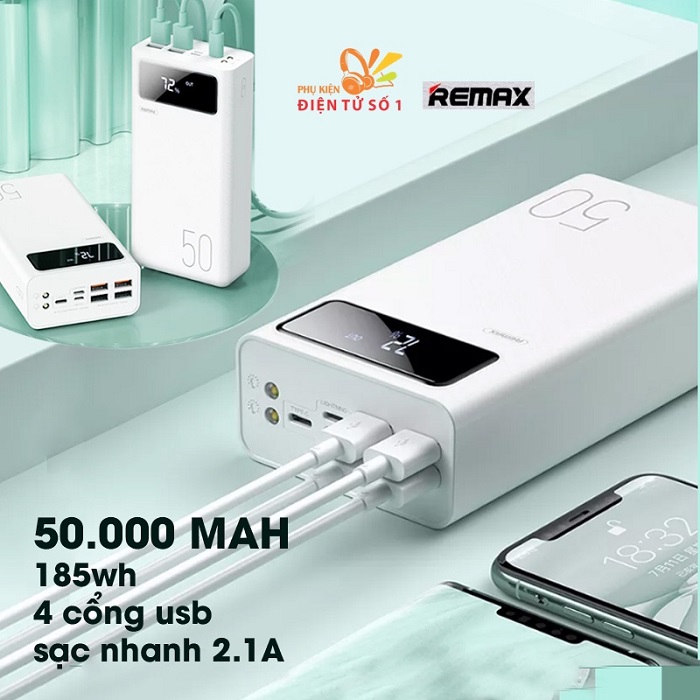 پاوربانک ریمکس مدل RPP-185 ظرفیت 50.000 میلی آمپر ساعت
